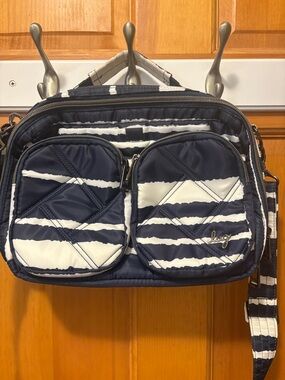 Lug Rider Navy and White Quilted Stripe purse
